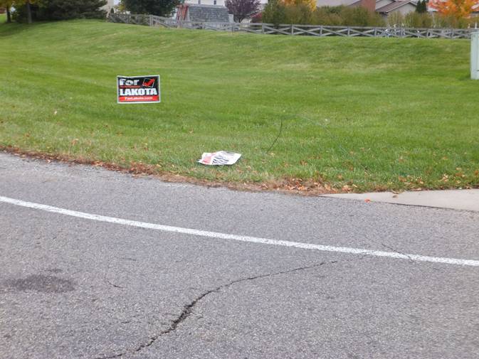 No Lakota Levy sign lost